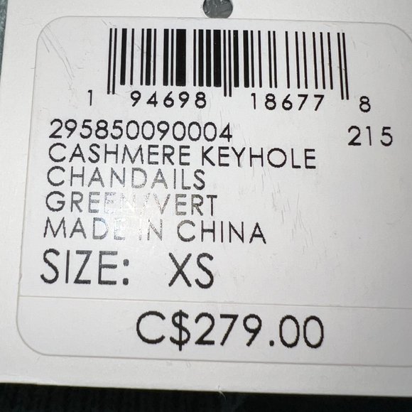 NWT Club Monaco Cashmere Keyhole Turtleneck Sweater in Jade Green Size XS - Picture 8 of 16